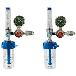 Gtbl 2 Stuks Zuurstof Drukregelaar Inhalator Gauge O2 Reduceerventiel G5/8 Flow Meter Absorber Boei Type inhalator