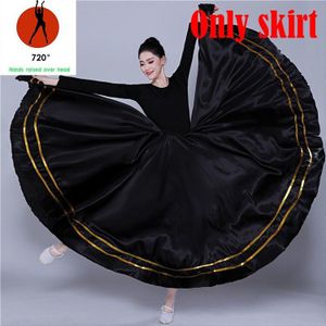 Zwart Traditionele Spaanse Flamenco Rok Gypsy Vrouwen Dansen Kostuum Gestreepte Satijn Glad Grote Schommel Rokken Buik Kleding DL5156
