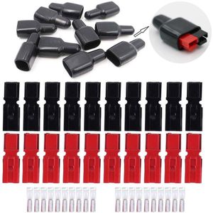 10Pairs 45A 30A Power Zonnepaneel Connector Met 10 Pcs Fr Pvc Cover Vlamvertragende Mouw PP30 PP45 Plug rood Zwart