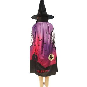 Halloween Rekwisieten Mantel Cosplay Maskerade Print Patroon Bat Pompoen Mantel Death Mantel Lange Print Streetwear