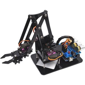 Diy Acryl Robot Arm Robot Klauw Arduino Kit 4DOF Mechanische Grab Manipulator Voor Kinderen Kids Vroege Educatief Speelgoed