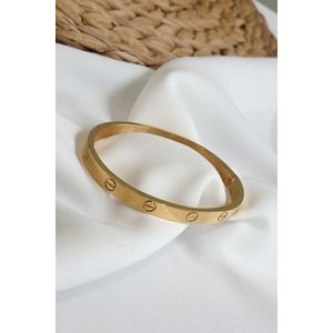 Stalen Klem Armband Goud Zirkoon Steen Roestvrij Staal Bangle Armband 18 Cm