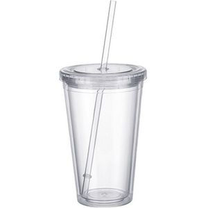 1Pc 500 Ml Dubbelwandige Ijs Koud Drankje Koffie Sap Thee Cup Herbruikbare Smoothie Plastic Iced Tumbler Reizen mok Met Stro