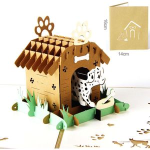 3 Pcs 3D Huisdier Huis Wenskaart Verjaardag Postkaarten Partij Groet Uitnodigingskaarten Huisdieren Honden Animal Kids