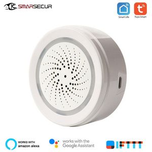 Smarsecur Smart Home Draadloze Wifi Sirene Alarm Sensor Usb Power Via Tuya Smart Leven Met Temperatuur En Vochtigheid Sensor