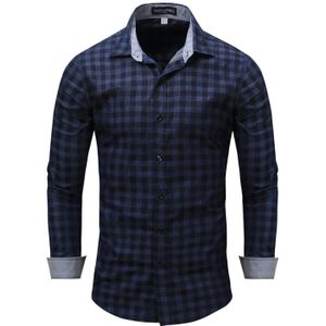 Plaid Shirt Herfst Winter Rode Geruite Shirt Mannen Shirts Lange Mouwen Katoen Mannelijke Check Shirts Denim Plaid Shirt