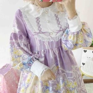 Japanse Lolita Jurk Daisy Meisje Lange Mouw Op Jurk Japanse Kleine Verse zoete jurk