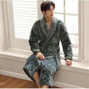 Herfst Winter Dikke Warme mannen Kimono Robe Lange Mouwen Casual Zachte Plus Size L-3XL Mannen Gewaden mannelijke Badjas