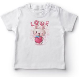 Angemiel Baby Holding Hart Leuke Kat Baby Meisjes T-shirt Wit