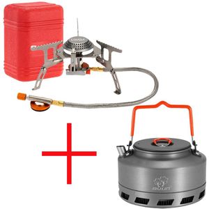 Lixada Outdoor 3000W Gasfornuis En 1.1L Water Pot Set Vouwen Elektronische Gasbrander Picknick Theepot Waterkoker Camping Kookgerei