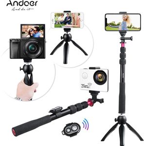 Andoer Selfie Stok + Mini Statief Monopod + Telefoon Statief voor iPhone X/8/7 Plus voor GoPro Hero 6/5/4/3 +/3 Actie Camera DSLR