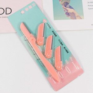 Wenkbrauw Shaper Roze Facial Wenkbrauw Trimmer Vrouwen Grooming Scheerapparaat Vormgeven Veilig Scheermes Gezichtshaar Remover Schaar