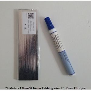 Zonnecel Tabben draad 20 m 1.8mm * 0.16mm + Flux pen soldeertin voor soalr panel Verbinding Solar lassen strip