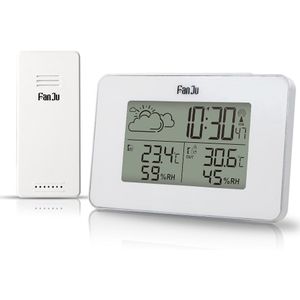 Fanju Wekker Digitale Horloge Wireless Sensor Temperatuur Vochtigheid Forecast Snooze Tafel Klokken Dcf Weerstation Home Decor