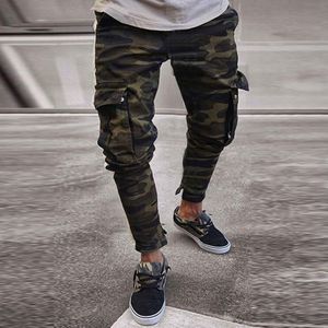 Los Hombres Jeans Heren Camouflage Skinny Stretch Denim Broek Geplooide Ripped Freyed Slim Fit Jeans Broek Джинсы Для Мужчин