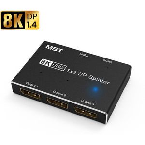 DP1.4 3 Port Displayport Mst Hub 8K @ 60Hz DP1.4 Om 3x Dp Multi Monitor Splitter (MSTDP123DP) voor 3 Dp Monitor Setup Ultra Hd Kvm