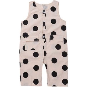 3-7Years Kid Meisjes Mouwloze Button-Down Losse Polka Dot Patroon Pocket Ronde Hals Jumpsuit Romper