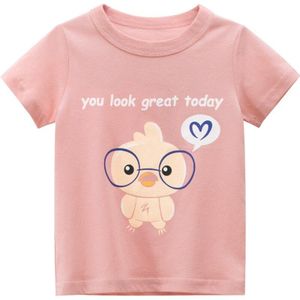 Gilrs T-shirt Populaire Katoen Korte Mouwen T-shirt Bedrukken Kinderen Cartoon Roze Kids Kind Kleding