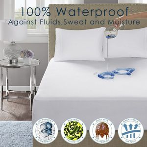 Lfh 140X200CM Milieuvriendelijk 100% Waterdicht Glad Polyester Matrashoes Bed Gewatteerde Matrashoes Antibacteriële Bed Cover