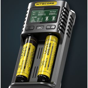 Nitecore UM2 Automatische Universele 3A Snellader Intelligente Usb 2Slot Lader Lcd Display Voor Li-Ion Imr Batterij