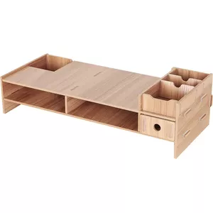 Bestier Houten Monitorstandaard – 18,9 Inch Lange Laptopverhoger Met Opbergruimte, Stevige Pc-standaard Voor Bureau, Ook Voor Printer, Eenvoudig Te Monteren, Bruin