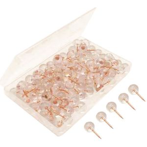 200 Pack Push Pins Rose Gold Kaart Kopspijkers Grote Size Pins Rose Gold Staal Punt en Transparante Plastic Ronde Kop