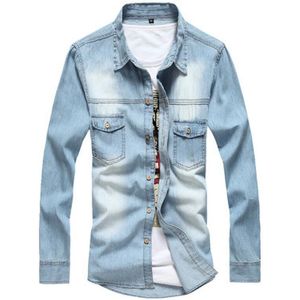 Mode Mannen Slim Fit Mannelijke Spijkerjasje Retro Denim Jas Overjas Tops Lange Mouwen Revers Pocket Decoratie Leisure tijd