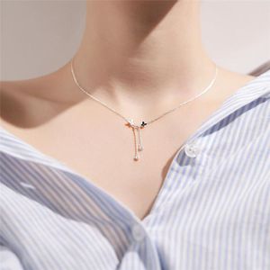 Zool Geheugen Vlinder Omzoomd Temperament Student Leuke Zoete 925 Sterling Zilveren Sleutelbeen Ketting Vrouwelijke Ketting SNE461