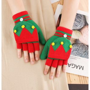 Vrouwen Handschoenen Winter Half Vinger Flip Kerst Lady Leuke Jeugd Warm Breiwol Studenten Schrijven Game Vingerloze Wanten