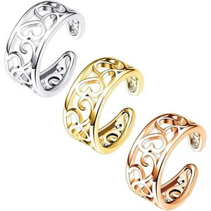 3 Pcs Drie Kleuren Teen Ringen Set Voor Vrouwen Bloem Zomer Strand Midi Vinger Verstelbare Open Staart Ring Set Voet sieraden