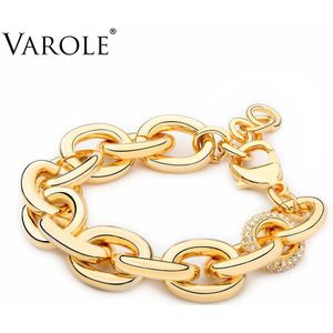 Varole Punk Big Link Chain Armband Met Crystal Gold Kleur Femme Armbanden Voor Vrouwen Mode-sieraden Pulseras