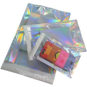 100 Pcs Hologram Aluminiumfolie Lijm Pouch Koerier Opbergzakken Envelop Poly Mailer Postal Mailing Zakjes