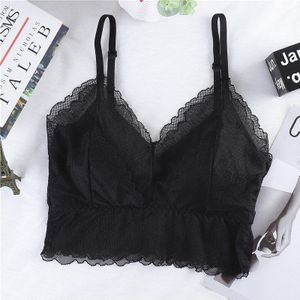 Ruches Kant Bralette Bras Zomer Sexy Crop Tops Vrouwen Draadloze Beha Vrouwelijke Uitneembare Ondergoed