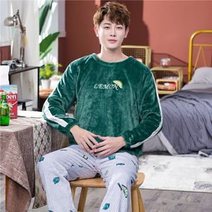 Xizou Herfst Winter Flanel Leuke Casual Thuis Pyjama Twee Sets Mooie Warme Paar Thuis Kleding Vrouwen Mannen Pijama