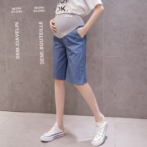 Zomer Dunne Capri-Broek Maternal Kleding Hoge Taille Pocket Plus Size Zwangere Vrouwen Broek Moederschap Kleding 6113