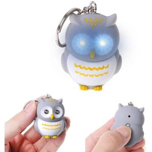 Grappige Led Licht 3D Cartoon Uil Sleutelhanger Geluid Getoeter Sleutelhanger Kid Speelgoed
