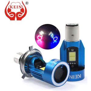 Kein H4 Led Angel Eyes Cob Motorfiets Koplampen H6 Ba20d HS1 Led Motor Koplamp Scooter Accessoires Fog licht 25W