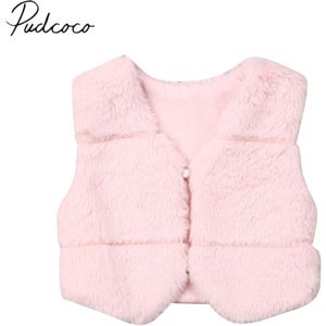 Baby Herfst Winter Kleding Pink Kid Meisje Peuter Faux Fur Vest Gilet Winter Vest Jas Lichaam Warmer Solid fuzzy Top