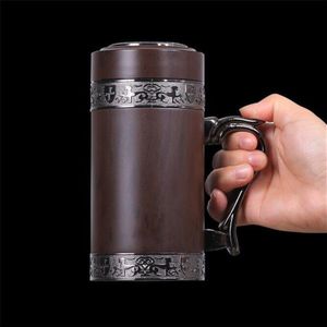 480CC Yixing paarse klei thermosflessen water fles met handvat dragon vacuüm thermosflessen waterkoker drinkware