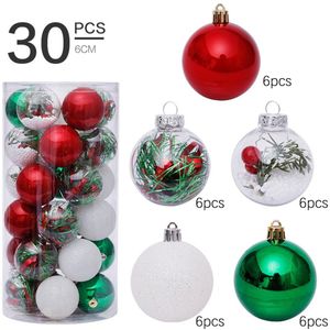 6Cm 30 Pcs Transparante Plastic Kerst Bal Ornamenten Kleur Ballen Decoraties Voor Home Party Markt Kerstboom Hanger