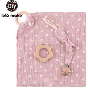 Let's Make 1 Set Katoen Wave Spot Speeksel Handdoek Hanger Speenketting Beuken Baby Care Kid Doeken Baby Eten Accessoire