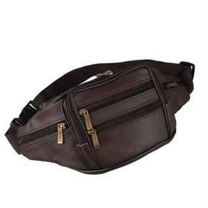 Mannen Olie Wax Retro Lederen Bum Bag Draagbare Reizen Outdoor Solid Zipper Riemfanny Mode Taille Tas