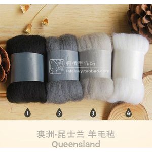 Handgemaakte diy materiaal wol roving fiber textiel sample materiaal vulmiddel voor speelgoed porren fun kit zwart 20 g/stuk, 4 stuk/partij