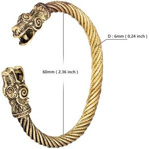 Polsband Manchet Armbanden Voor Mannen Vrouwen Vintage Viking Dragon Head Metal Gegraveerde Armbanden Armband Antiek Zilver Kleur Bijoux