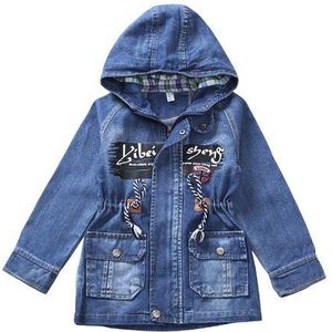 FYH Jongens Herfst Lente Hooded Denim Jas School Jongens Cowboy Jassen kinderen Casual Uitloper Kids Kleding Jean Jassen