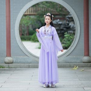 Paars Hanfu Vrouwen Dance Kostuums Chinese Borduurwerk Fee Jurk Folk Festival Outfit Stage Rave Prestaties Kleding DC3446
