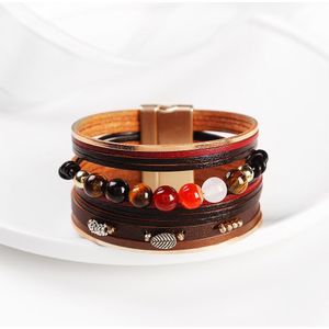 Wybu Multi-layer Lederen-Shell Wrap Armband Met Magnetische Sluiting Manchet Bangle Touw Kralen Armband Sieraden Voor Vrouwen meisje