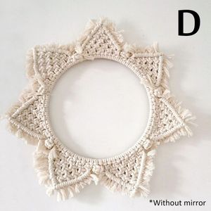 Macrame Spiegel Handgemaakte Tapijt Make-Up Spiegel Verlichte Compact Thuis Slaapkamer Decoratieve Muur Spiegels Home Decor