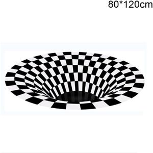 Home Decoratie Woonkamer Hal Tapijten Zwart Wit Grid Print 3d Illusion Vortex Bodemloze Gat Vloer Tapijt Antislip Mat