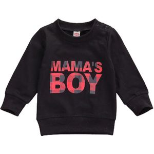 Baby Jongen Meisje Sweatshirt Baby Boy Herfst Lente Zwart Wit Brief Print Lange Mouwen Tops Sweatshirt 0-24M